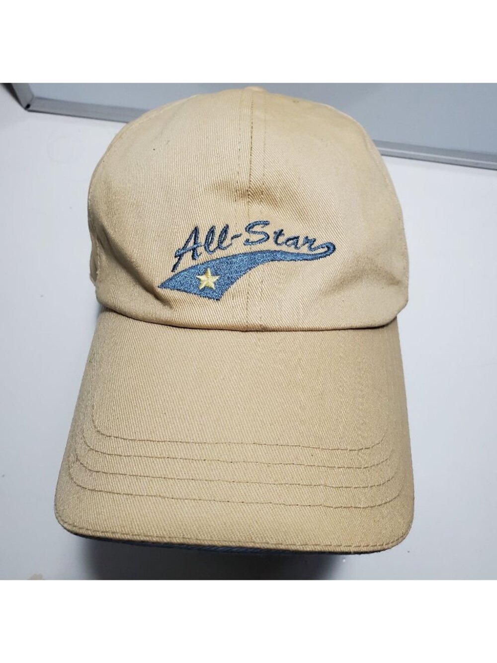 Generic "All Star" Baseball Cap Beige Hook and Loop Back